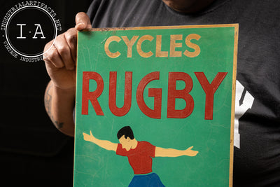 Cycles Rugby Double-Sided Flanged Enamel Sign