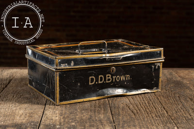 Late 19th Century Tin Lithographed Lock Box – D.D. Brown, Mayor of DeKalb, IL