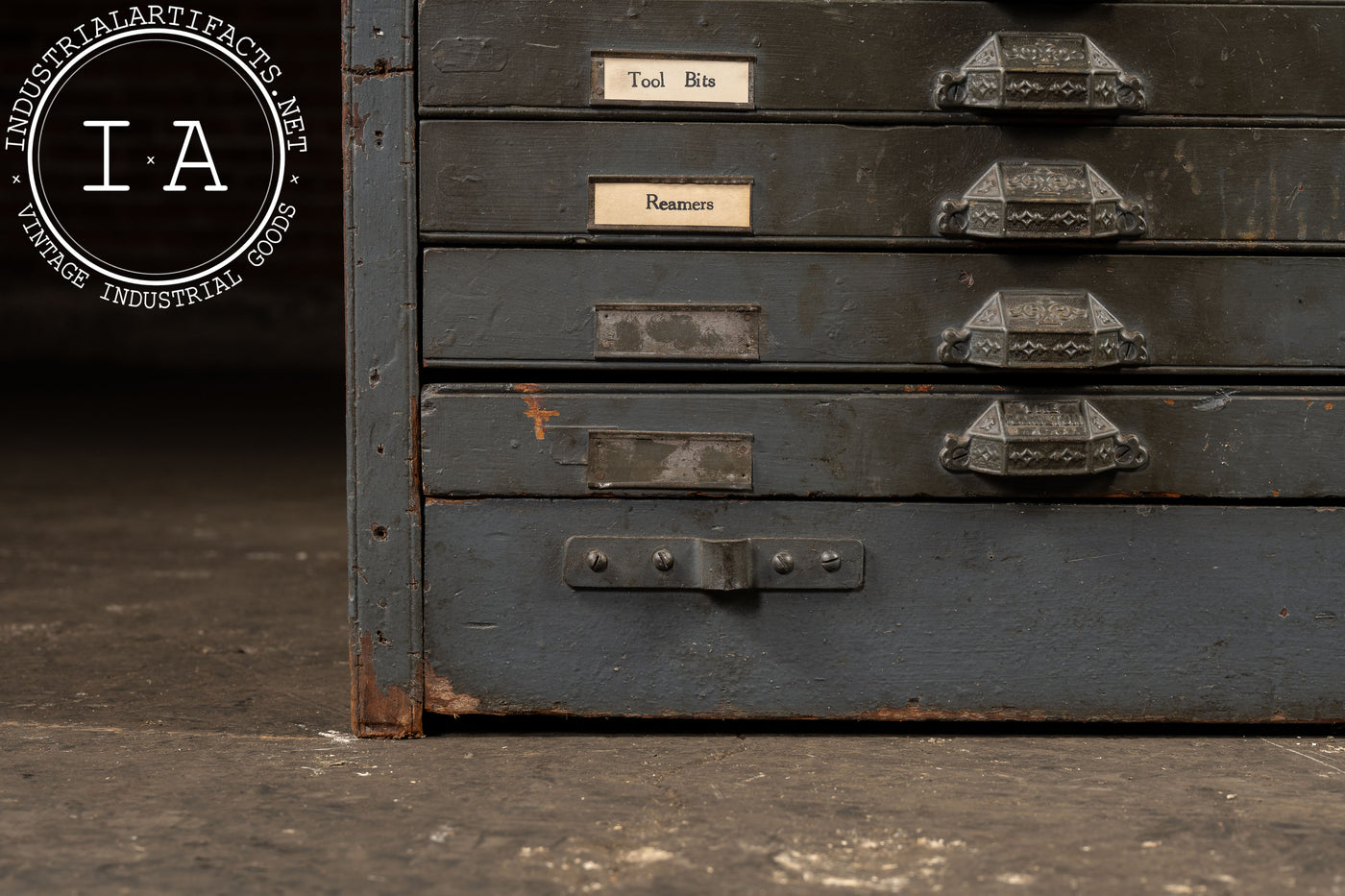 Early 20th Century Oak Typesetter's Cabinet in Gray