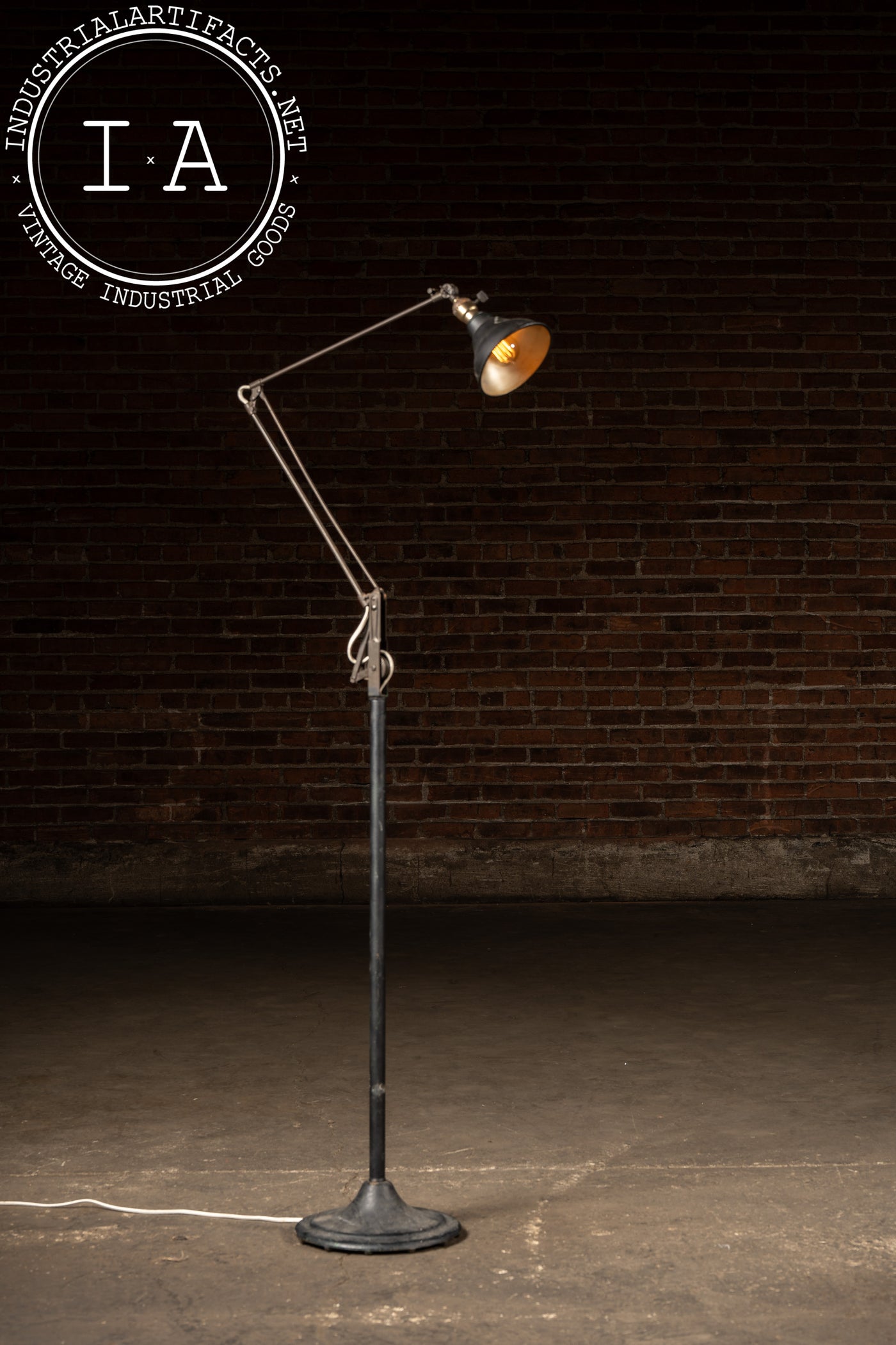 Antique Industrial Articulated Floor Lamp by Dazor