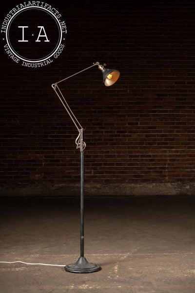 Antique Industrial Articulated Floor Lamp by Dazor