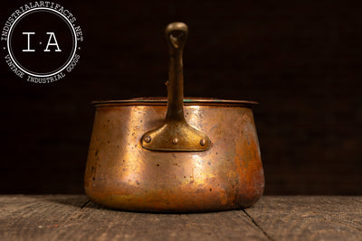 Antique French Copper Saucepan with Lid