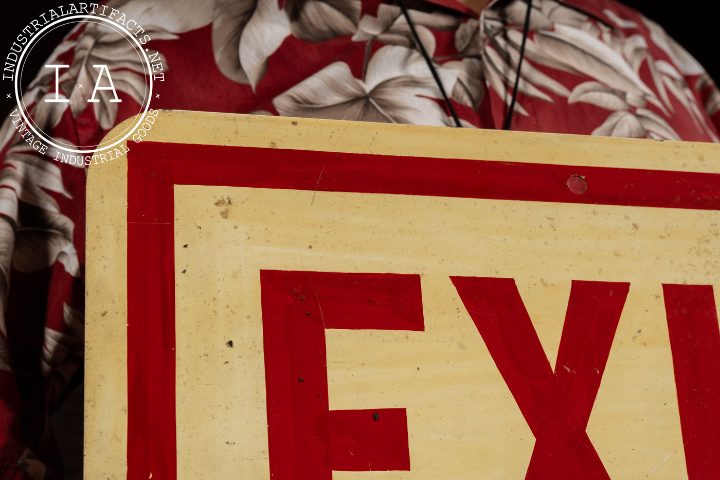 Vintage Hand-Painted Tin Exit Sign