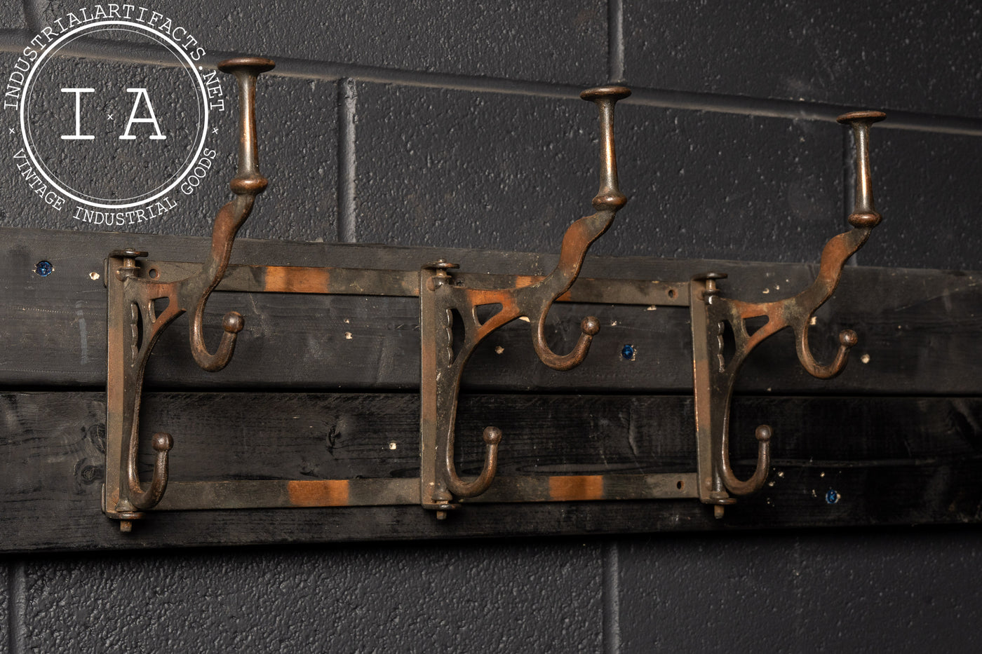 Antique Japanese Copper Wall Mounted Coat Rack
