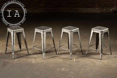 Set of Four Industrial Metal Stools by Tolix