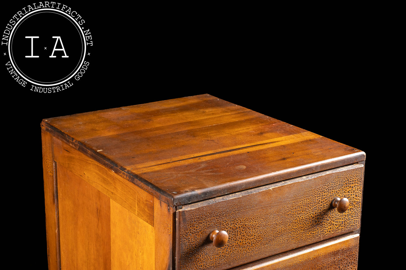Antique Oak and Plywood Crazed Parts Cabinet
