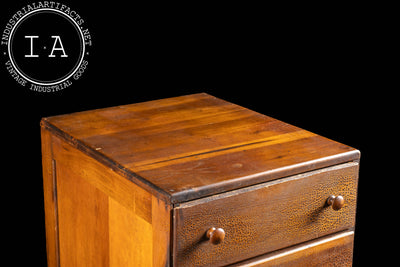 Antique Oak and Plywood Crazed Parts Cabinet