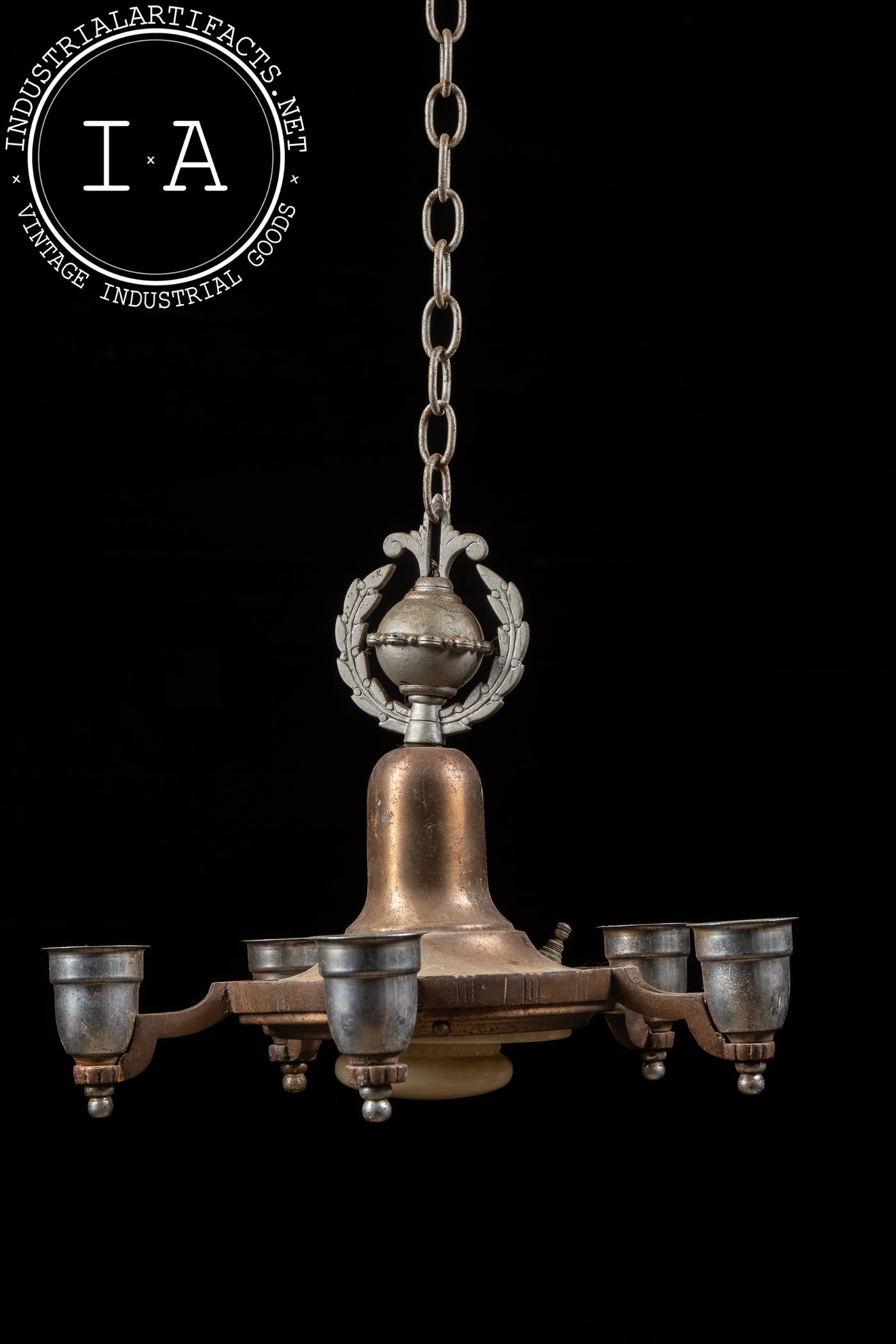 Five-Socket Nickel-Plated Art Deco Lighting Fixture