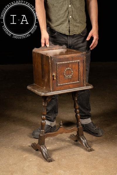 Early Walnut Humidor Smoking Stand