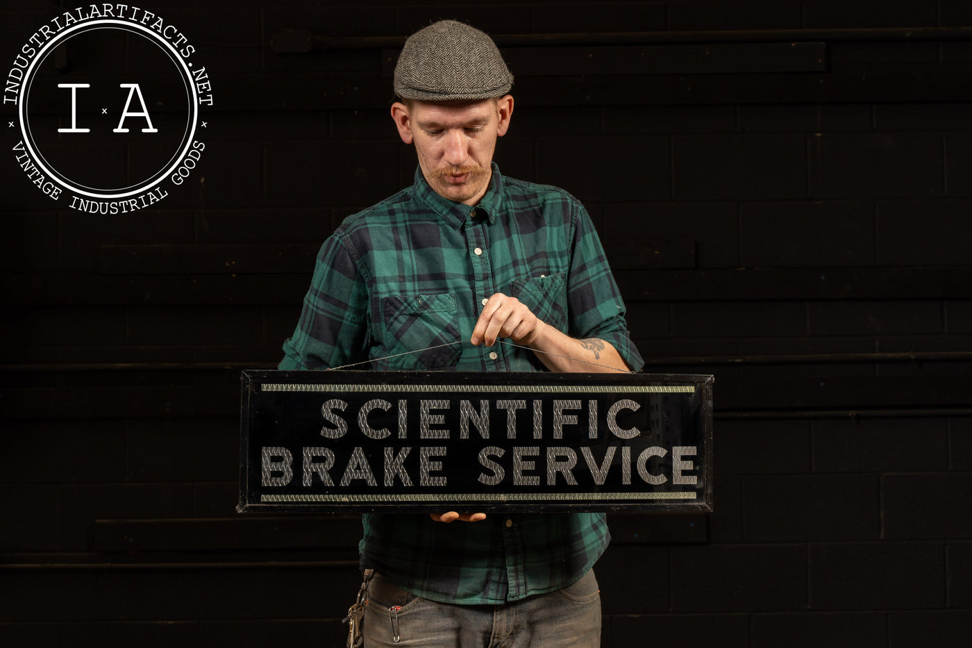 Vintage Scientific Brake Service Reflective Glass Sign