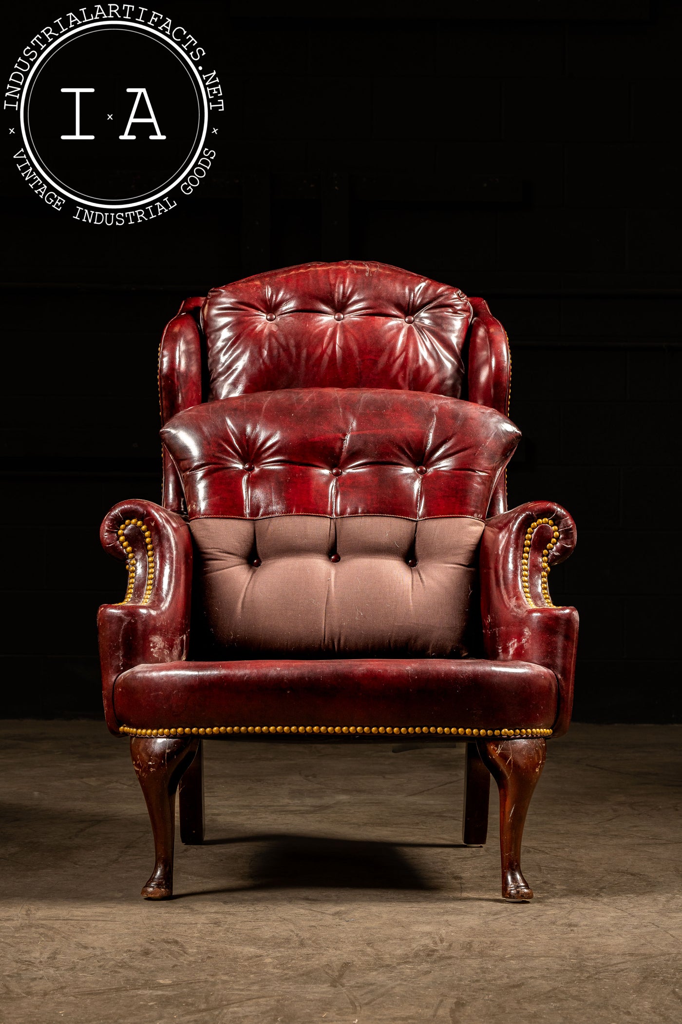 Vintage Tufted Leather Chesterfield Armchair in Oxblood