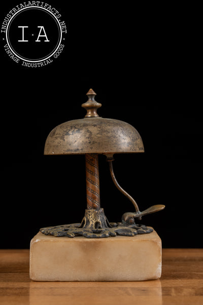 Late 19th Century Art Nouveau Brass Bell On Block