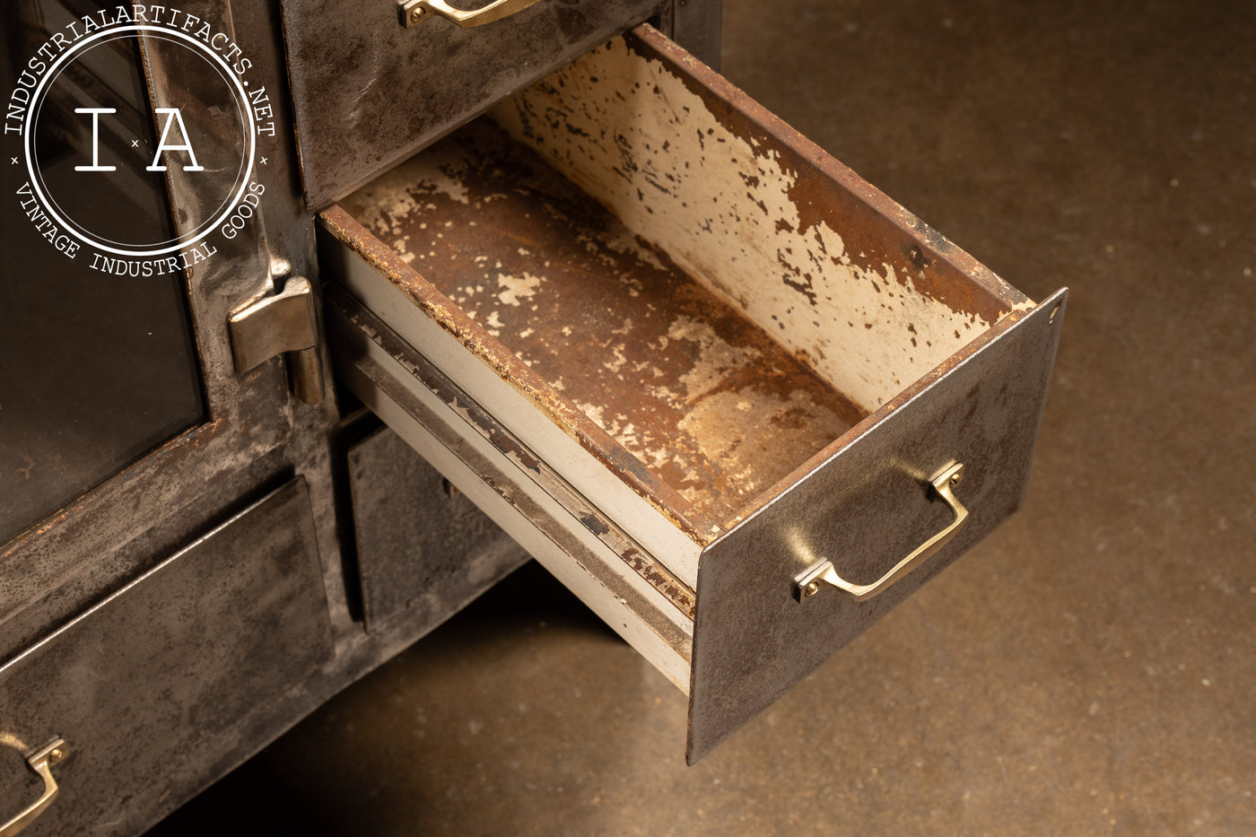 Early 20th Century Brushed Steel Medical Cabinet with Display Window