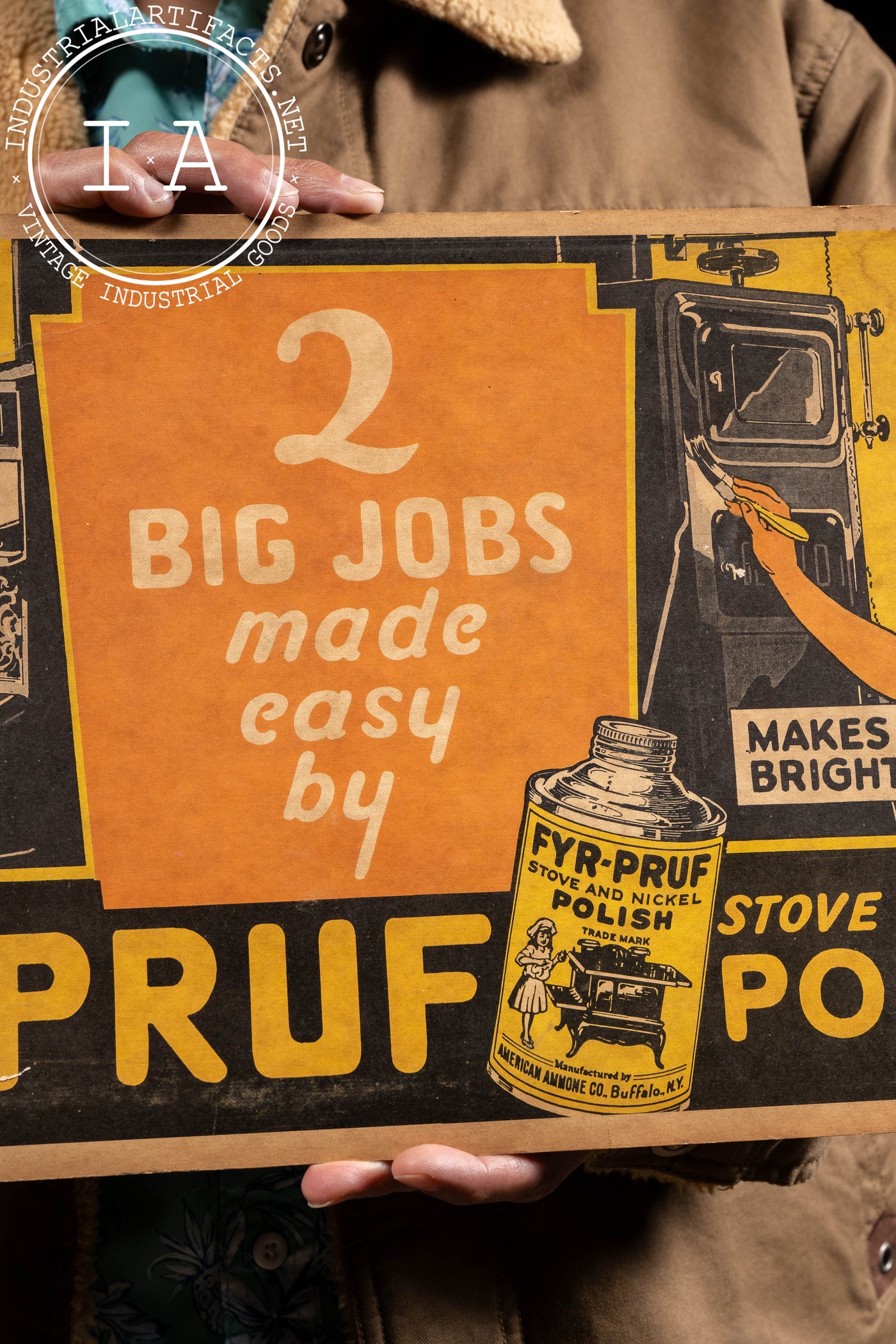 Vintage Fyr-Pruf Stove Polish Cardstock Ad
