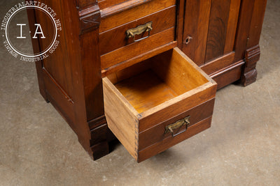 Late 19th Century Eastlake Victorian Walnut Commode Wash Stand with Marble Top