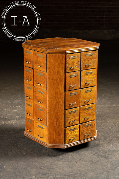 Early 20th Century Oak 40-Drawer Revolving Parts Cabinet