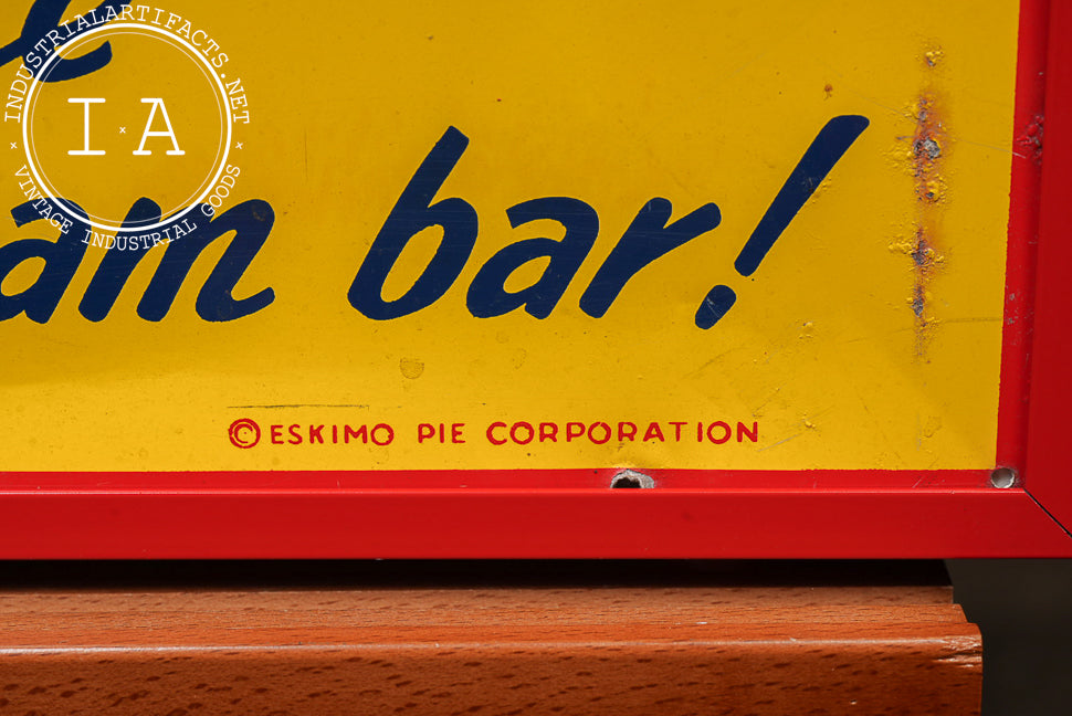 Vintage Eskimo Pie Framed Tin Litho Sign
