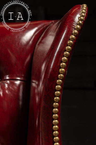 Vintage Tufted Leather Chesterfield Armchair in Red