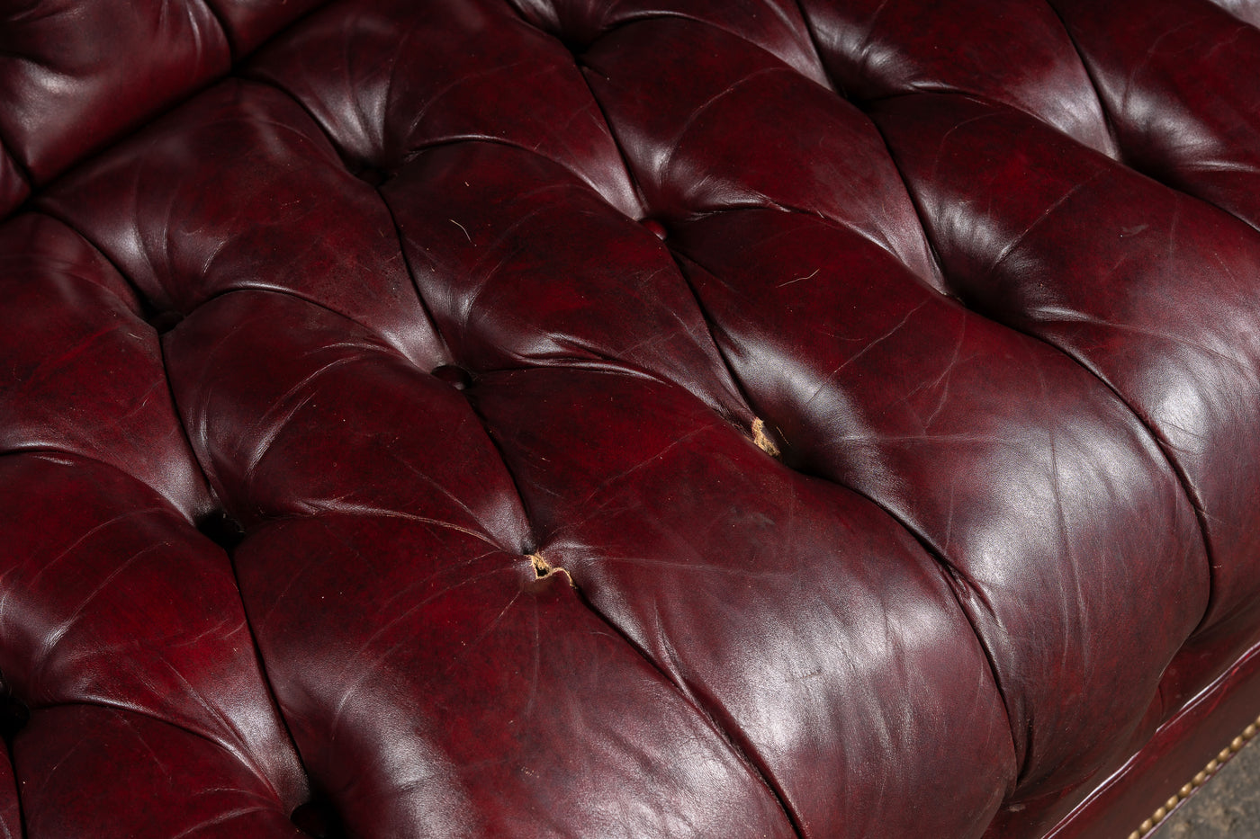 Vintage Tufted Leather Chesterfield Sofa in Oxblood