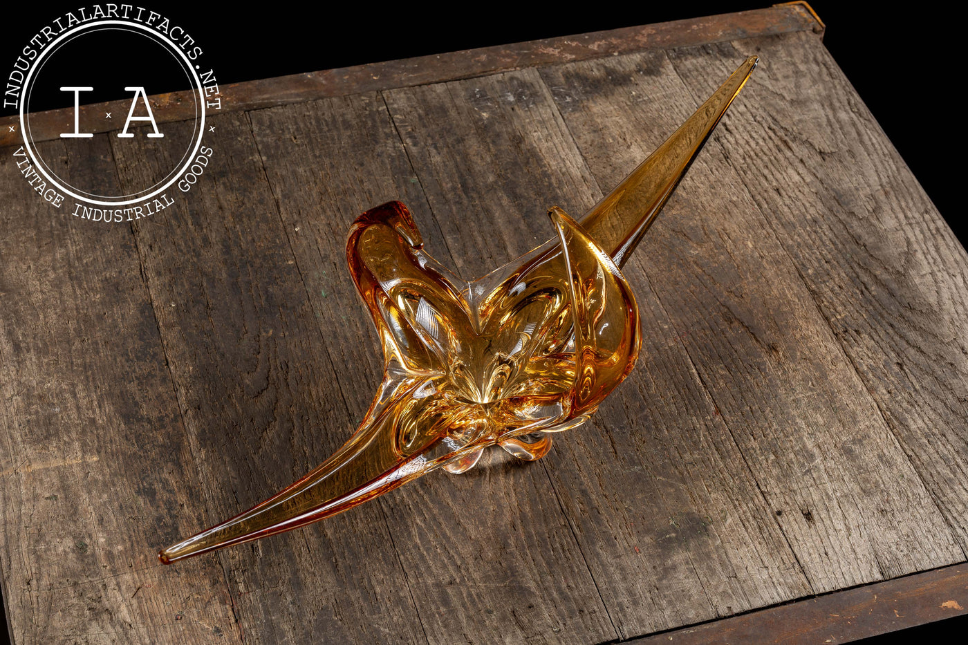MCM Chalet Art Glass Dish in Amber