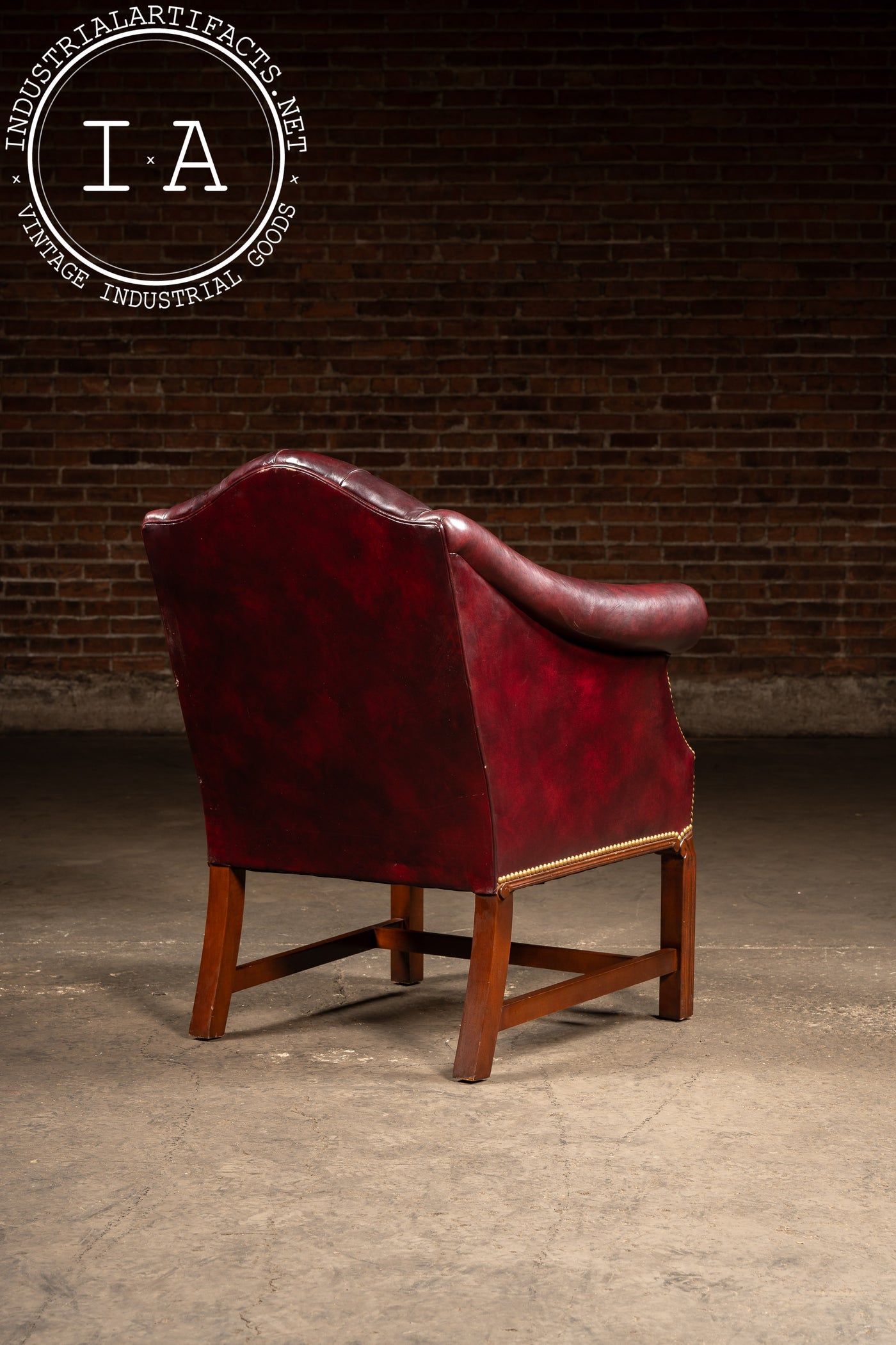 Vintage Burgundy Tufted Leather Chesterfield Club Chair