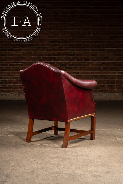 Vintage Burgundy Tufted Leather Chesterfield Club Chair