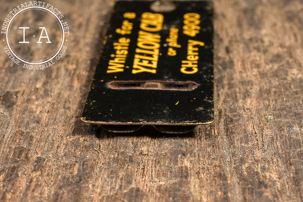 1930s Yellow Cab Advertising Whistle Tag