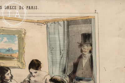 Les Grecs de Paris #7 | Original 19th Century Watercolor-Painted Print