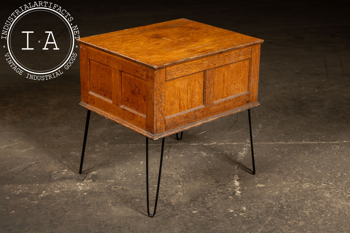Vintage Quarter-Sawn Oak Six Drawer Cabinet on Hairpin Legs