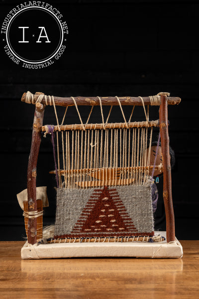 Vintage Indigenous Woman On Loom Sculpture