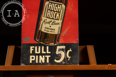 Vintage High Rock Root Beer 5¢ Tin Litho Sign