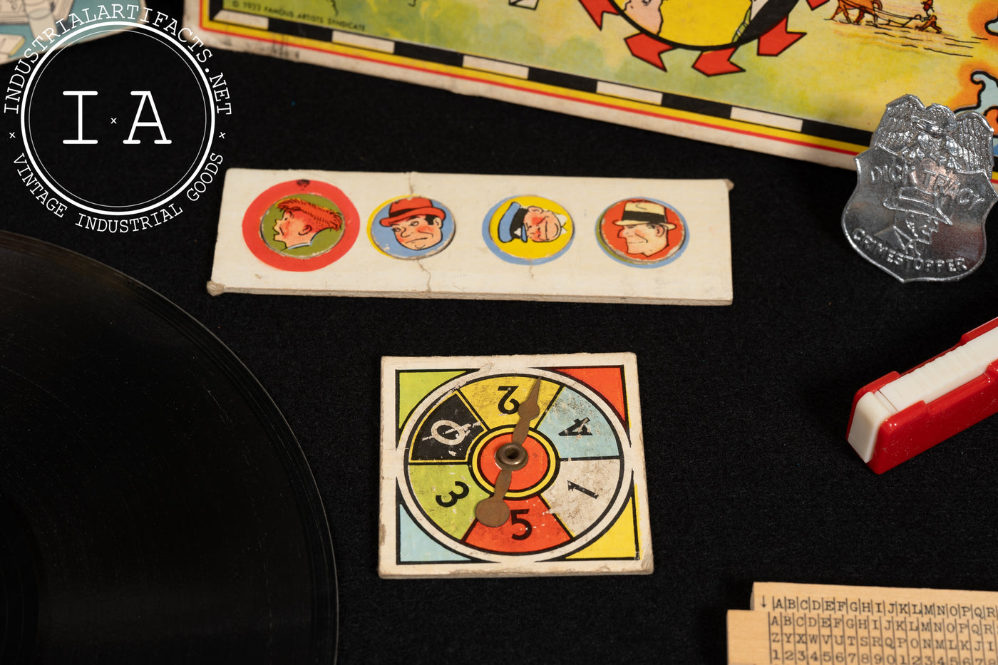 Dick Tracy Collectibles Lot - Crimestoppers Kit, Detective Game, and Vinyls