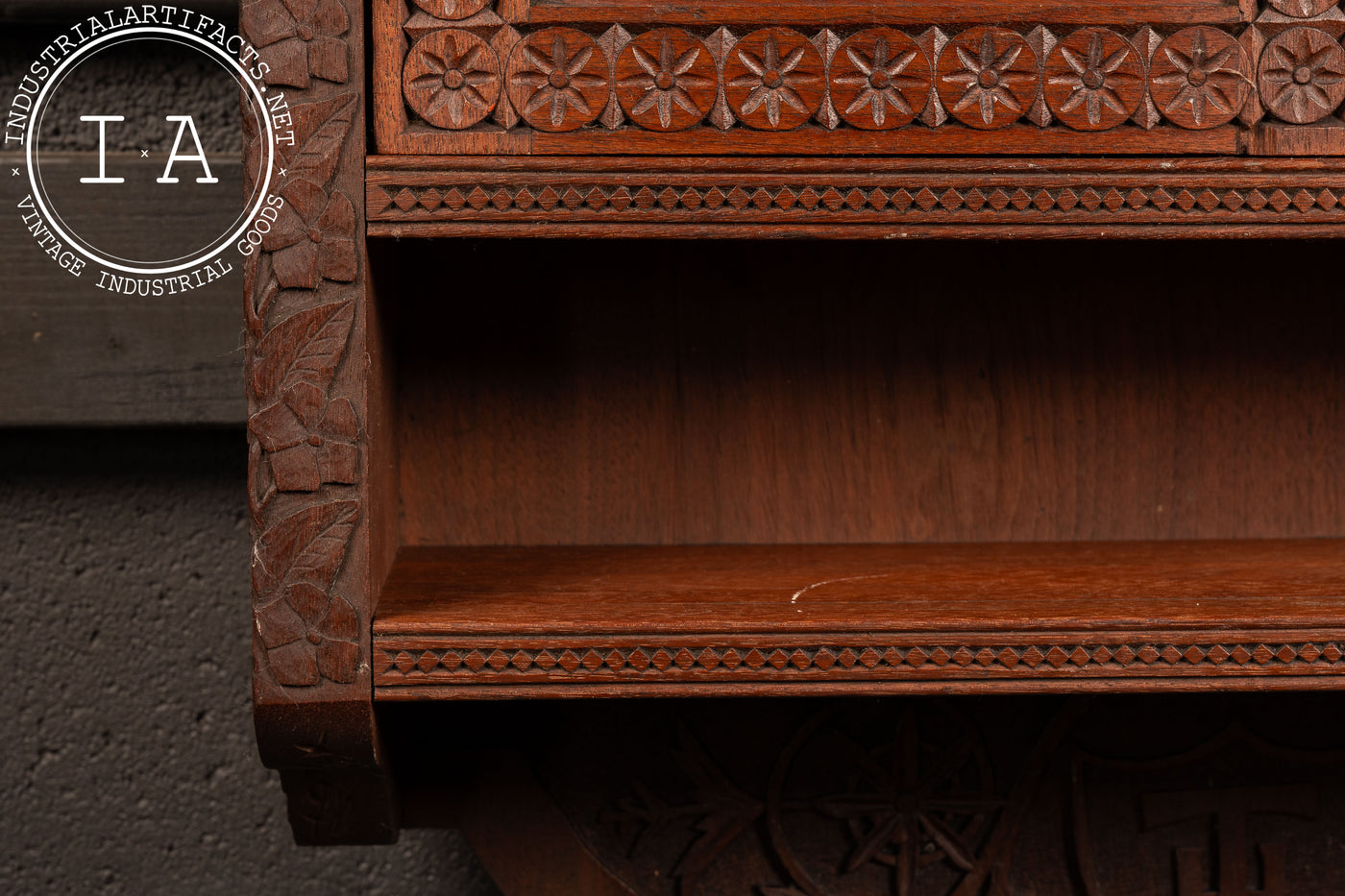 19th Century Carved Monogram Wall-Mounted Cabinet