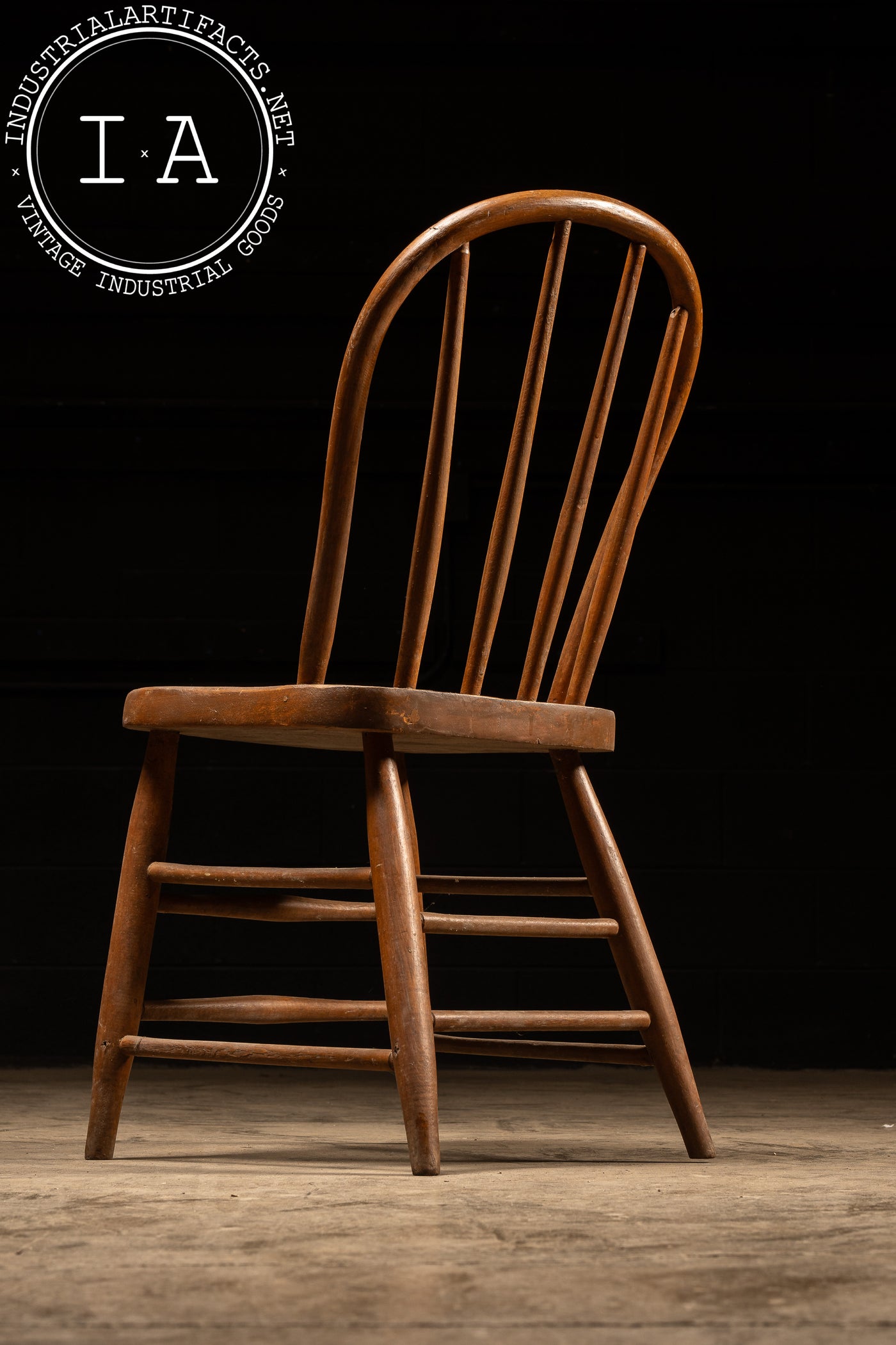 Antique Farmhouse Rail Back Oak Dining Chair