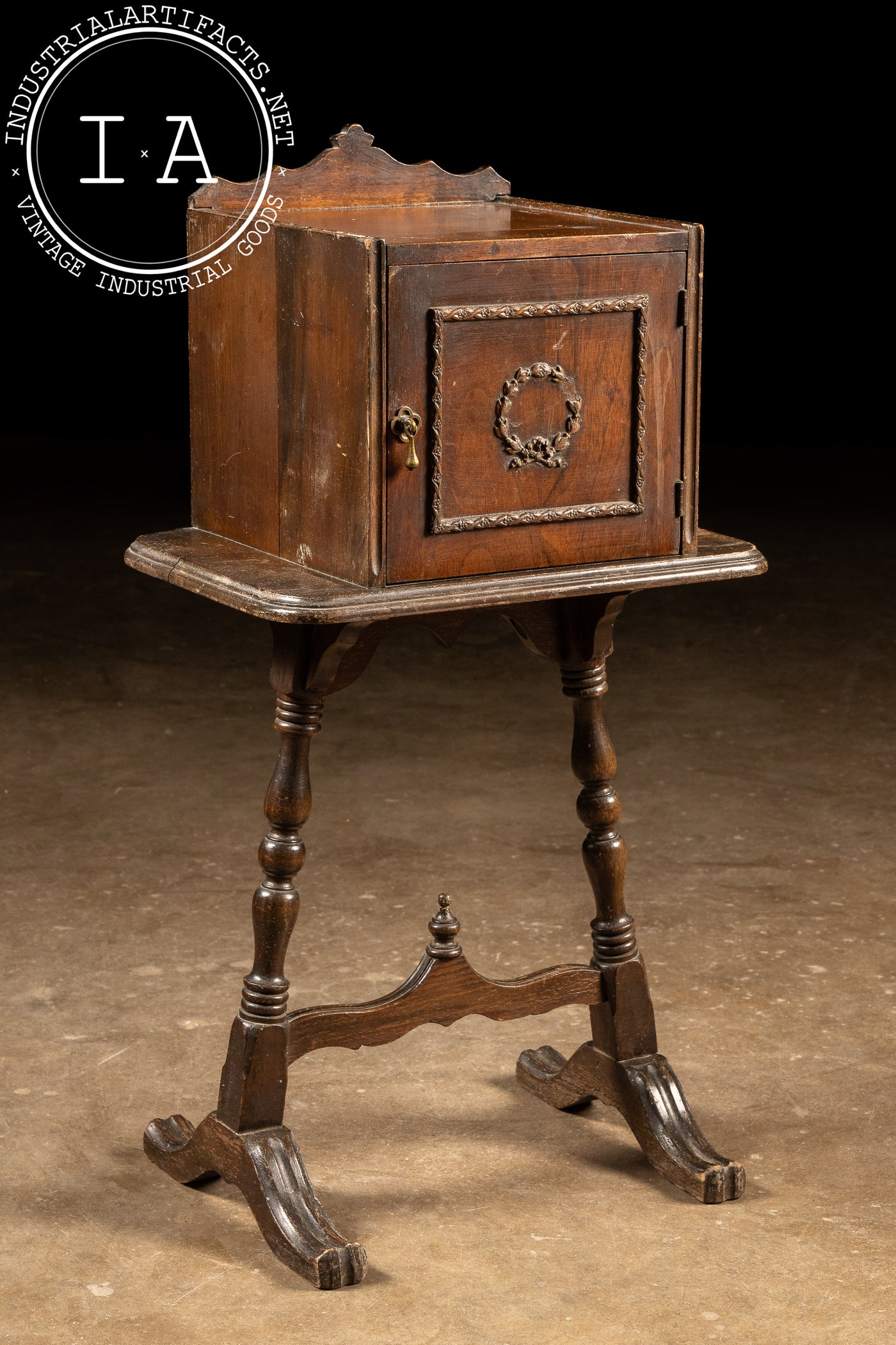 Early Walnut Humidor Smoking Stand