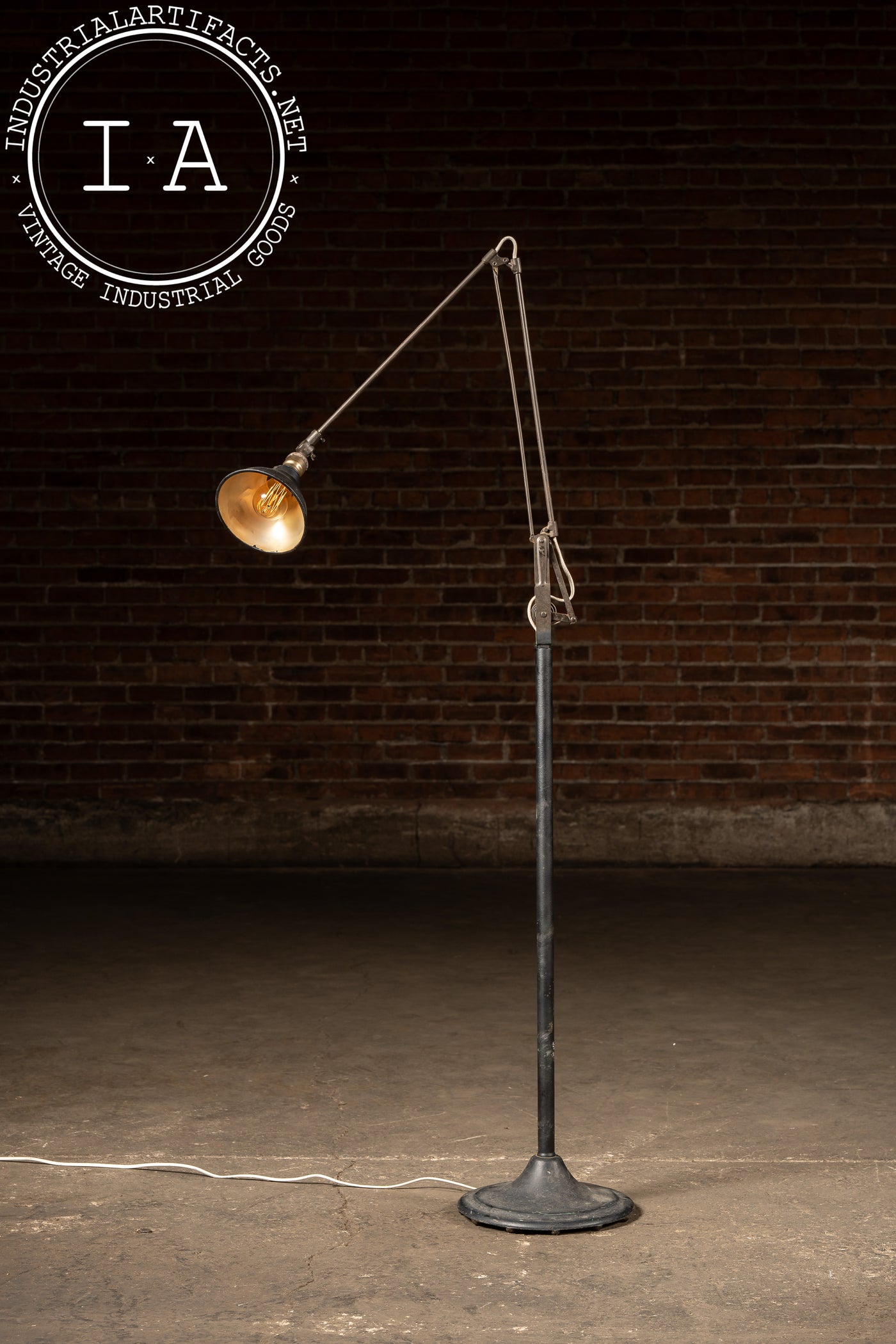 Antique Industrial Articulated Floor Lamp by Dazor