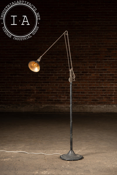 Antique Industrial Articulated Floor Lamp by Dazor