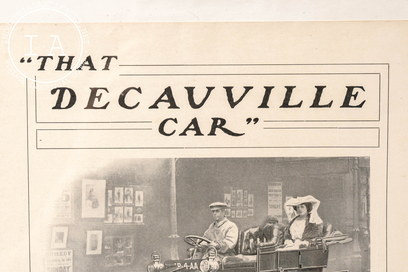 Early 20th Century Framed Decauville Car Pamphlet