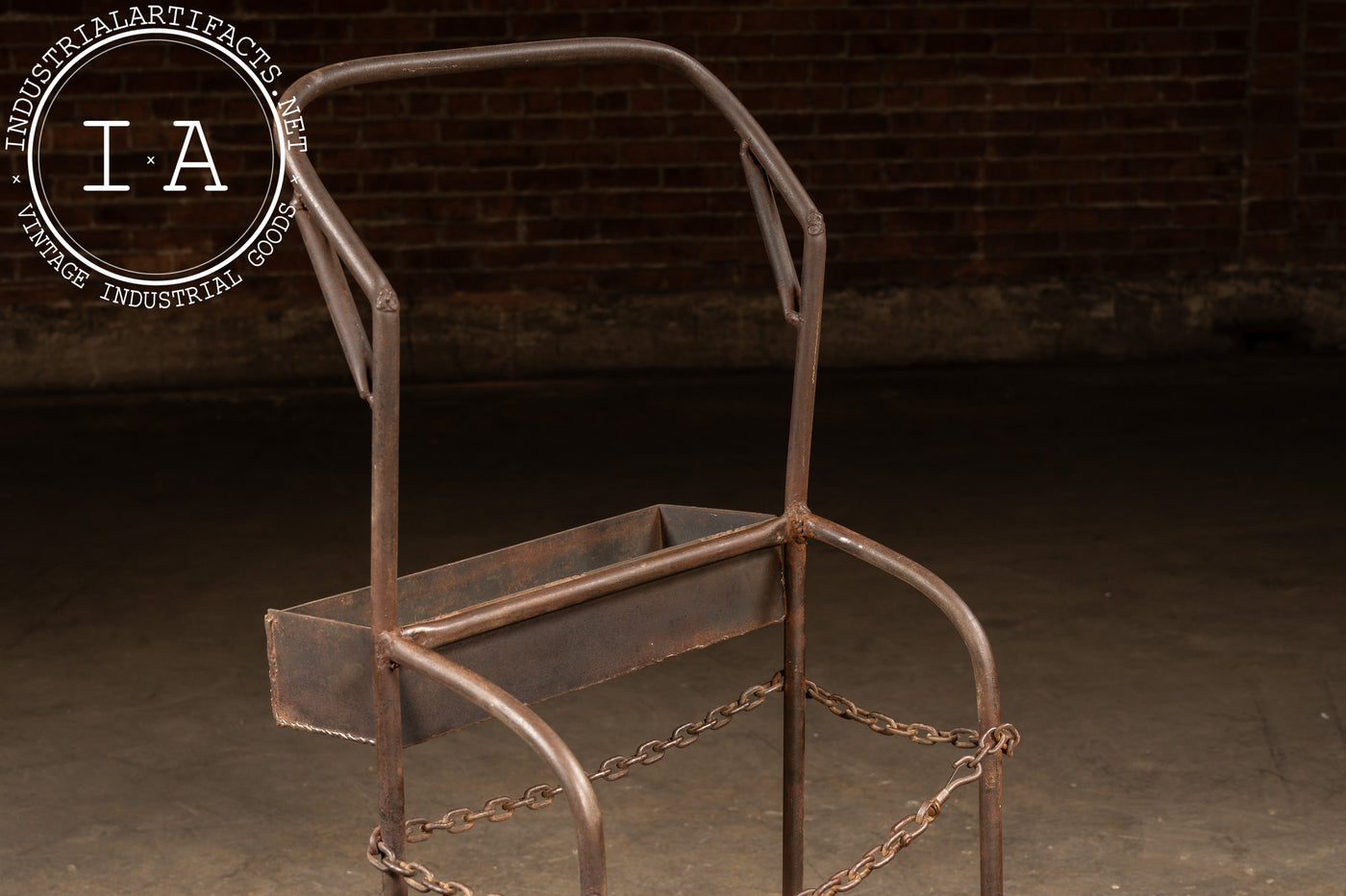 Antique Industrial Cylinder Cart with Chain Retainer