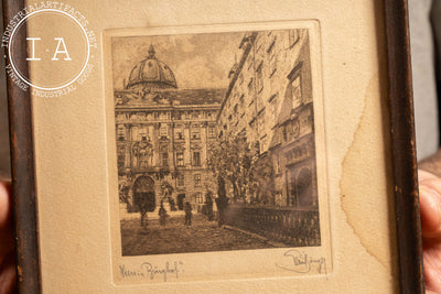 Wien in Burghof | Framed 19th Century Etching, Signed