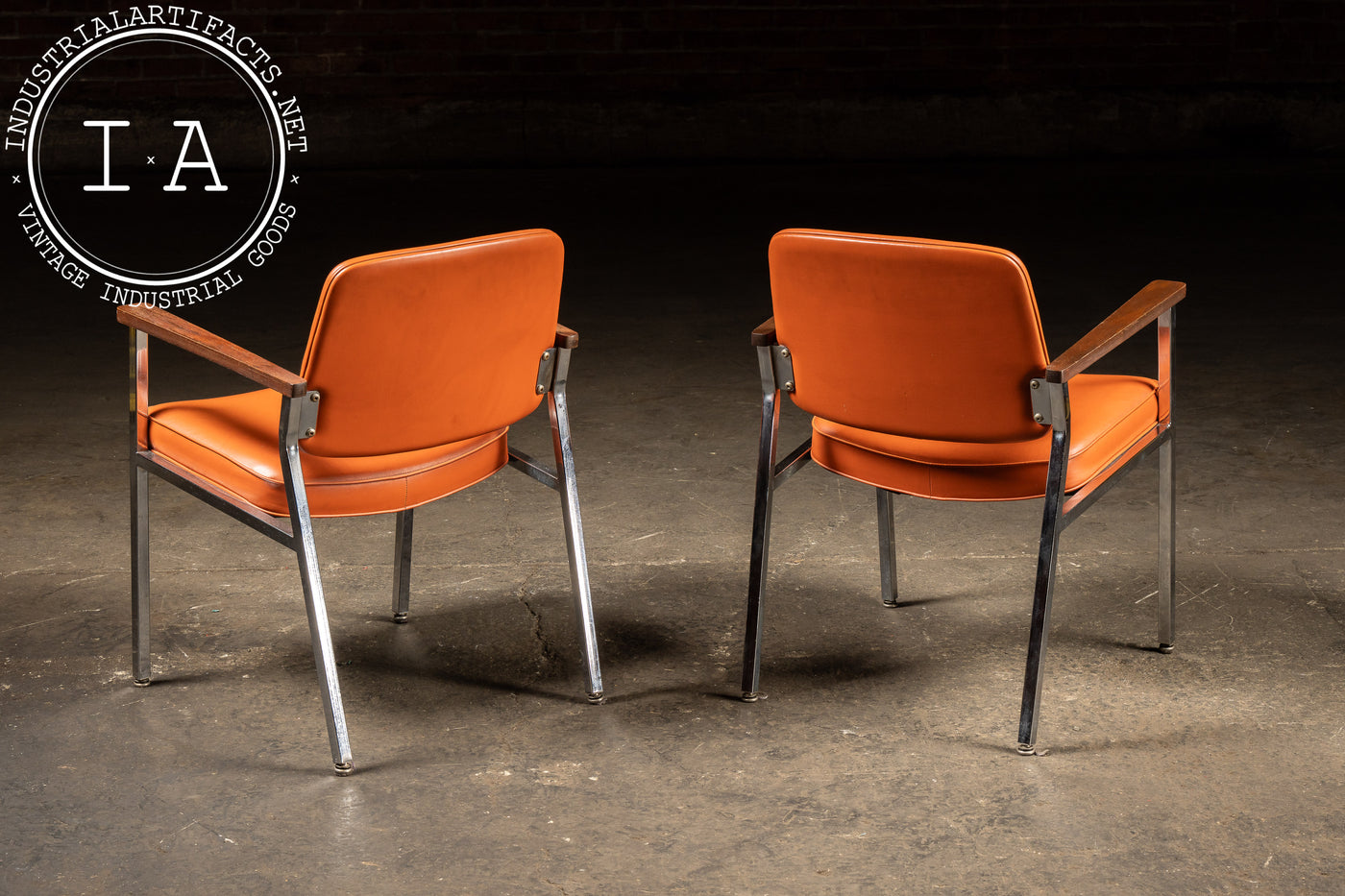 Pair of MCM Office Chairs in Orange by Delwood