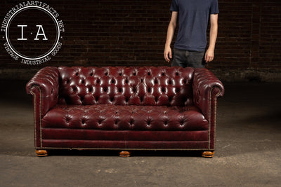 Vintage Tufted Chesterfield Sofa in Burgundy