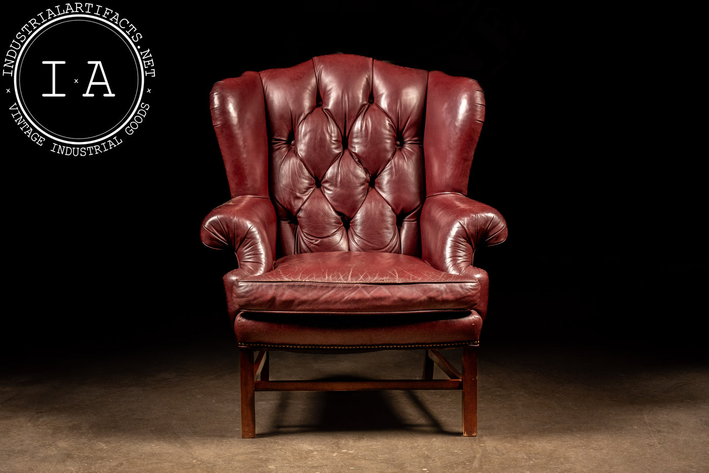 Tufted Red Leather Wingback Chair