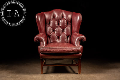 Tufted Red Leather Wingback Chair