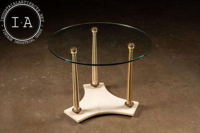 Mid-Century Marble and Glass Neoclassical Round Coffee Table