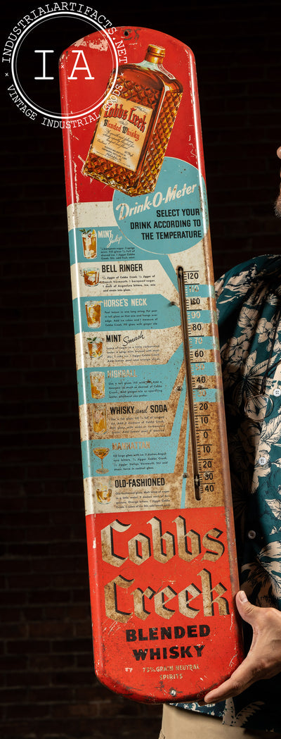 Vintage Cobbs Creek Tin Litho Advertising Thermometer