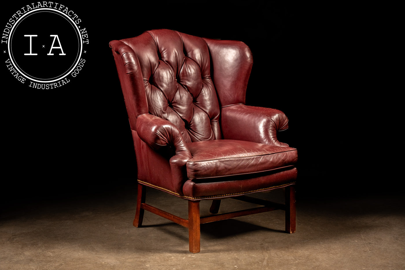 Tufted Red Leather Wingback Chair