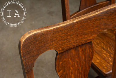 Late 19th Century Oak Poker Table With Four Chairs