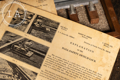 Antique Patent Model Railroad Safety Switch Lock with Documents by Hall