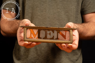 Late 19th Century Stained and Etched Glass "Men" Railway Sign